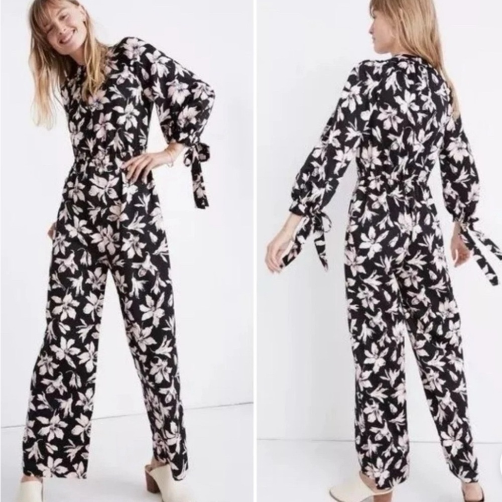 Madewell Winter Orchid blk & pnk jmpsuit w bk zp  SZ S hawaiian